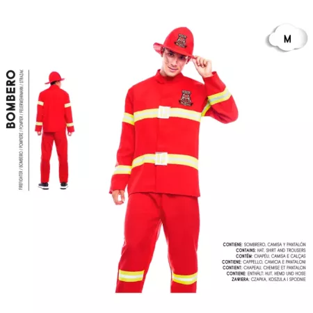 Disfraz de Bombero Adulto Talla M con Sombrero y Camiseta Disfraz de Bombero Adulto Talla M con Sombrero y Camiseta