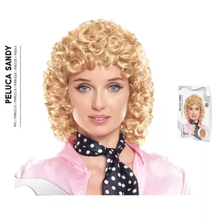 Tradineur - Peluca de Sandy para mujer, fibra sintética, complemento para disfraz de carnaval, Halloween, cosplay, fiestas (Adul