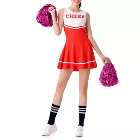 Tradineur - Pompones de animadora, incluyen mangos de plástico, accesorios para disfraces, carnaval, Halloween, cosplay (Fucsia