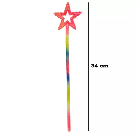 Tradineur - Pack de 2 varitas de colores, plástico, complementos para disfraces de hada, carnaval, Halloween, cosplay, fiestas (
