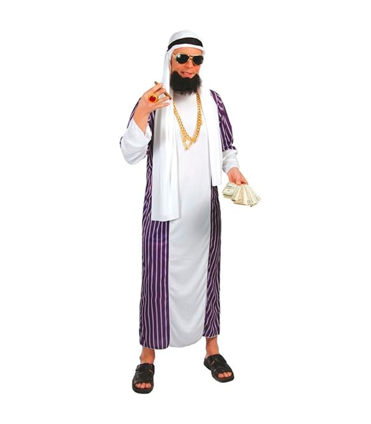Tradineur - Disfraz de jeque árabe para adulto, 100% poliéster