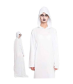 Tradineur - Túnica adulta con capucha - Unisex - fabricación en poliéster - Ideal para las fiestas de disfraces - Carnaval, Halloween, cosplay - Talla L - Color Blanco