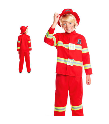 Tradineur - Disfraz de bombero para adulto, poliéster, incluye