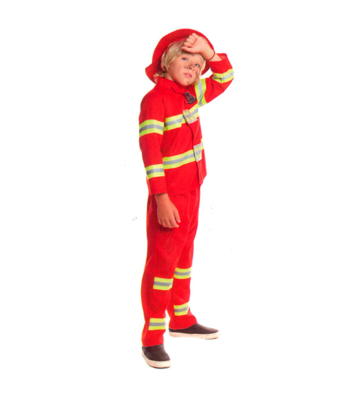 Tradineur - Disfraz de bombero infantil unisex - Fabricado en fibra  sintética - Incluye camiseta, pantalón y gorro - Carnaval, H