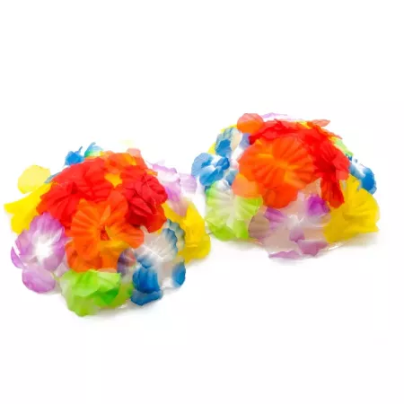 Tradineur - Pack de 3 sostenes hawaianos con flores - Ideal para fiestas de disfraces como carnaval o Halloween - Ø 14 x 6 cm -