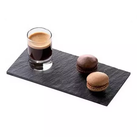 Bandeja de pizarra natural 20x13 cm con protectores antideslizantes Bandeja de pizarra natural 20x13 cm con protectores antideslizantes