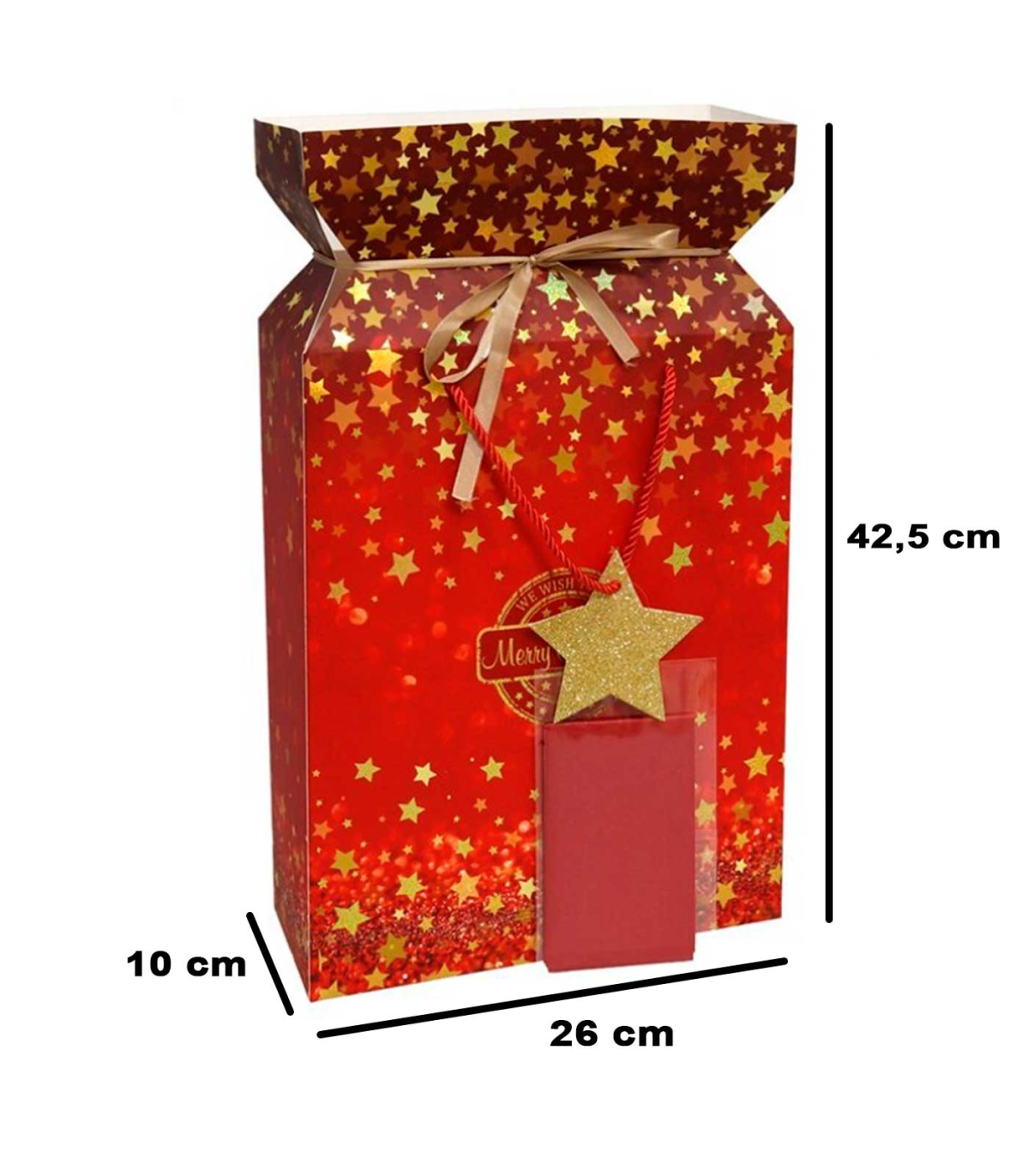 Tradineur - Caja de cartón para lote de Navidad, caja plegable con asas,  incluye papel interior, guardar regalos, botellas vino