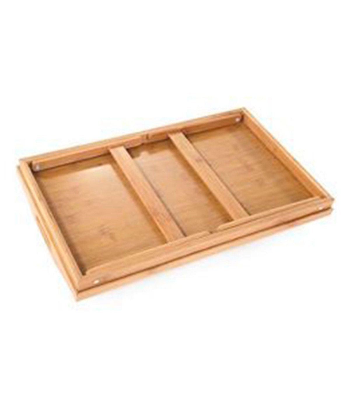 Bandeja de cama plegable de bambú 49 x 29,5 cm. Mesa para desayuno,  ordenador portátil con patas plegables