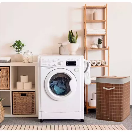 Tradineur - Cesto plegable rectangular de bambú para ropa sucia, 1 compartimento, incluye asas, tapa y bolsa de tela extraíble y