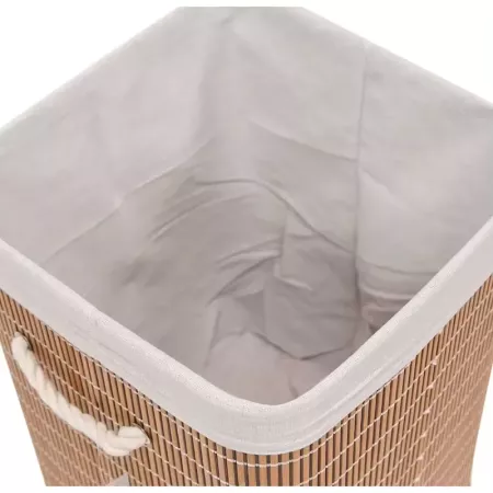 Tradineur - Cesto plegable rectangular de bambú para ropa sucia, 1 compartimento, incluye asas, tapa y bolsa de tela extraíble y