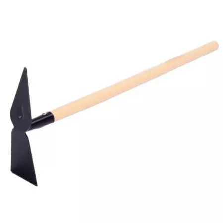 Tradineur - Azada doble con mango de madera, cabezal con borde afilado, diseño templado y forjado, 347 g, ideal para agricultura