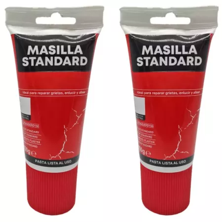 Tradineur - Pack de 2 tubos de masilla standard, reparar grietas, enlucidos, alisado, reparación agujeros, uso interior, albañil