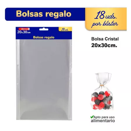 Paquete 6x18 Bolsas Transparentes 20x30 cm para Dulces