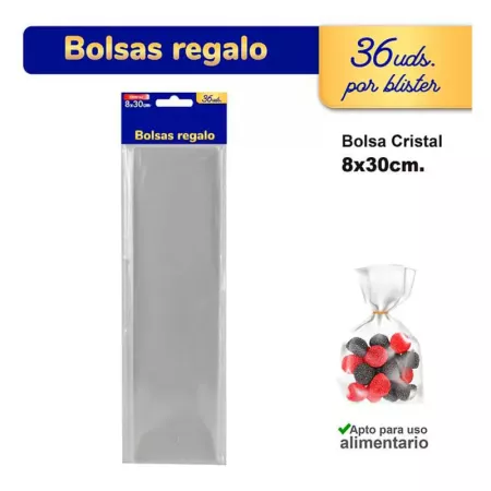 Bolsas Plásticas Transparentes 8x30cm para Dulces y Regalos - 108 Unid. Bolsas Plásticas Transparentes 8x30cm para Dulces y Regalos - 108 Unid.