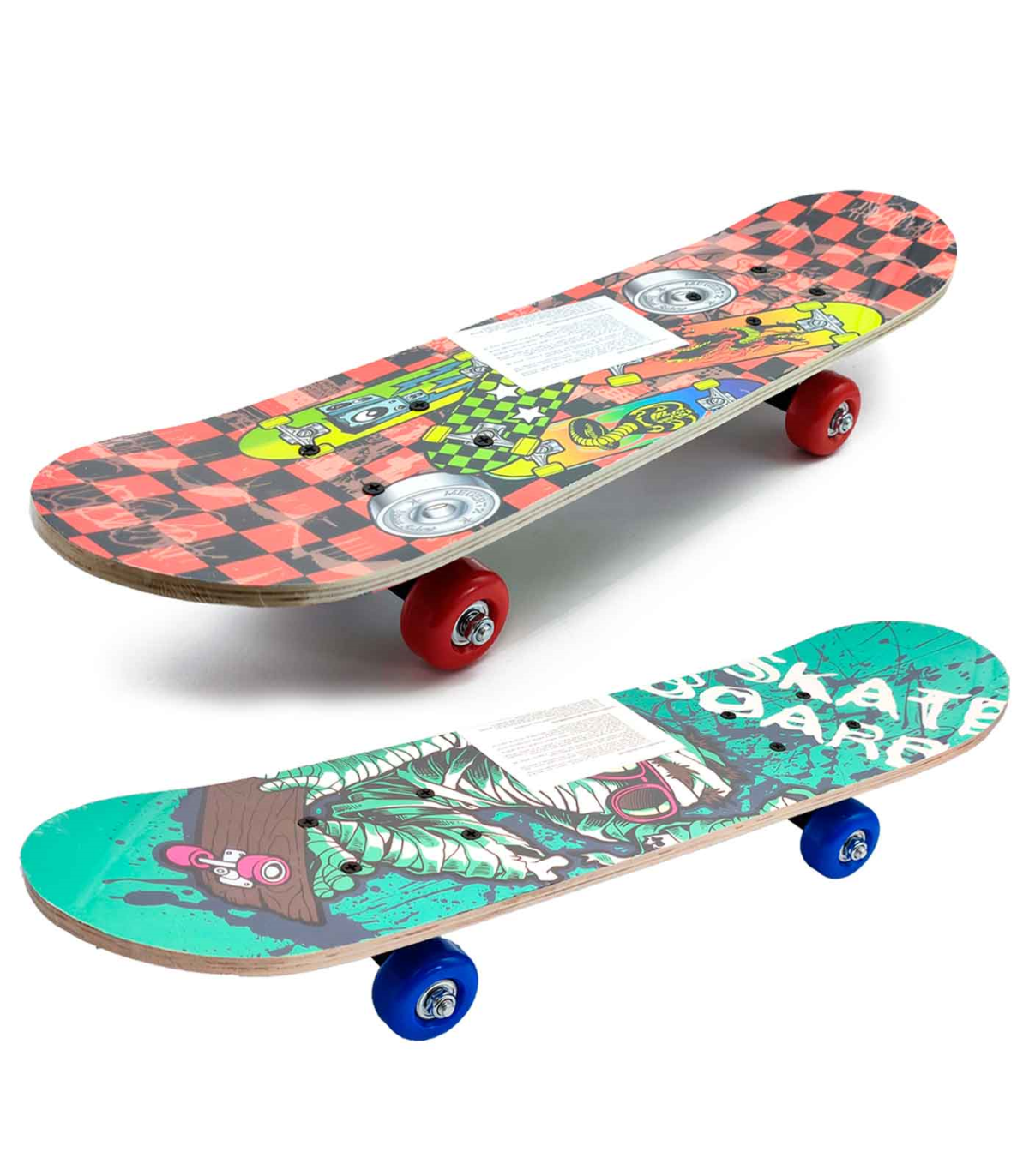 Tradineur - Skateboard para niños y jóvenes - Fabricado en madera -  Compacto y resistente, divertido de conducir - 14,5 x 58,2 c