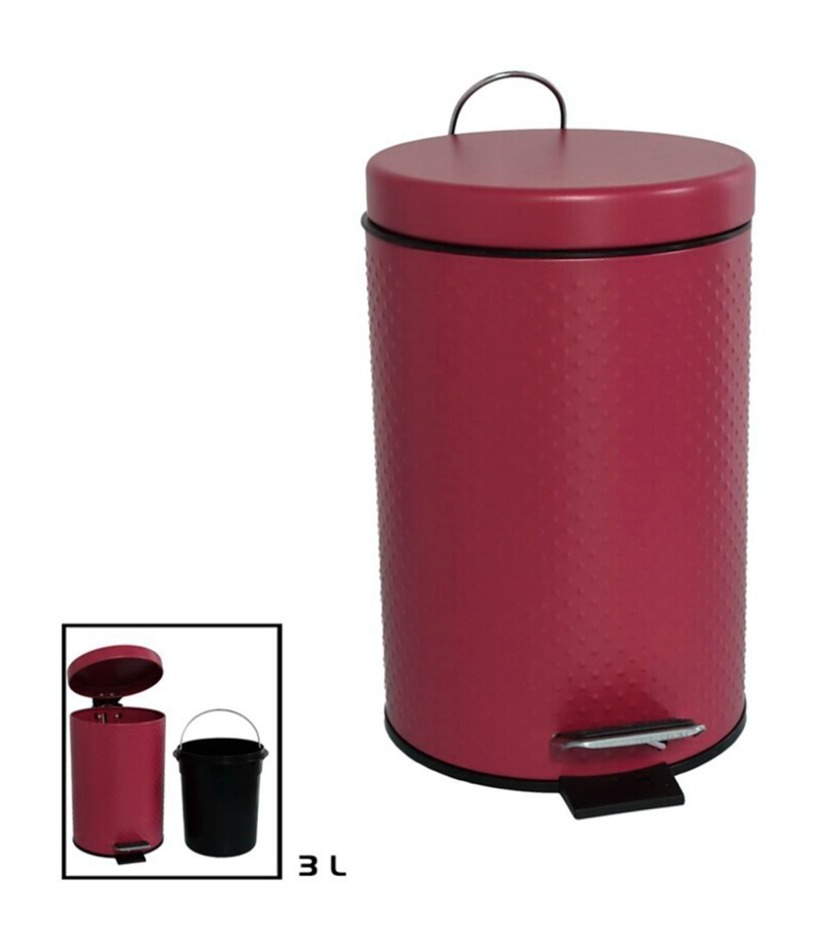 Tradineur - Cubo de basura de plástico con pedal y recipiente