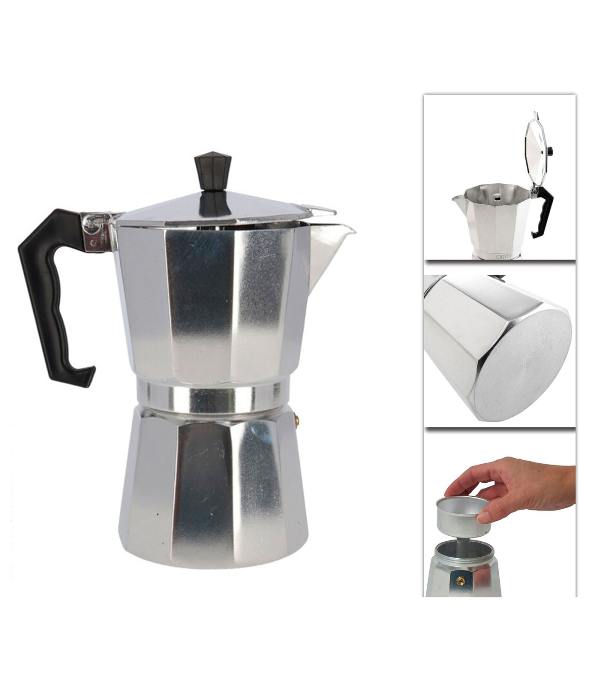 Tradineur - Cafetera de aluminio de 12 tazas, junta de silicona, diseño  clásico, preparar café, apta para todo tipo de cocinas
