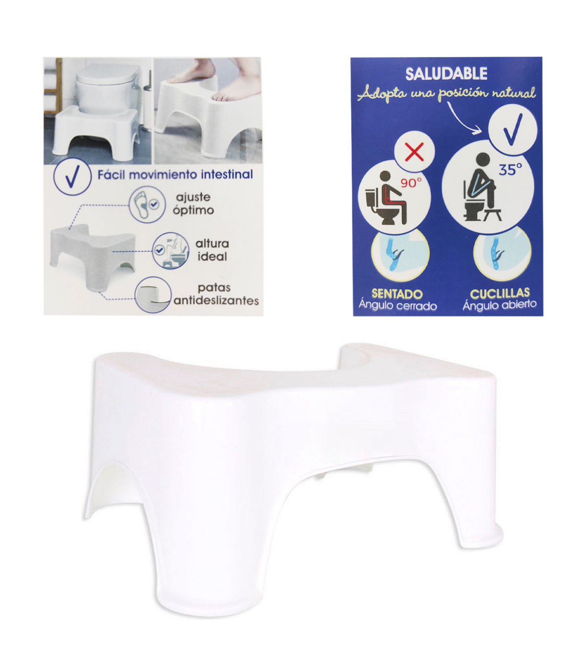 Tradineur - Taburete fisiológico para WC, polipropileno, step para