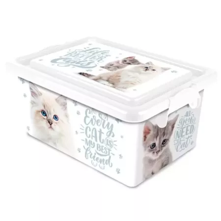 Tradineur - Caja de plástico con tapa y cierres laterales clip, cajón de almacenaje multiusos, ordenación, objetos, hogar, fabri