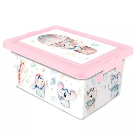 Tradineur - Caja de plástico con tapa y cierres laterales clip, cajón de almacenaje multiusos, ordenación, objetos, hogar, fabri