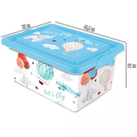 Tradineur - Caja de plástico con tapa y cierres laterales clip, cajón de almacenaje multiusos, ordenación, objetos, hogar, fabri