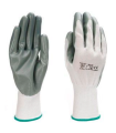 Tradineur - Pack de 6 pares de guantes de trabajo, poliéster y nitrilo resistente, protección mecánica, bricolaje, seguridad, jardinería (Adulto, gris y blanco, Talla 11 - XXL)