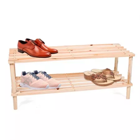 Zapatero de Madera Compacto 2 Estantes para 6 Pares Zapatero de Madera Compacto 2 Estantes para 6 Pares