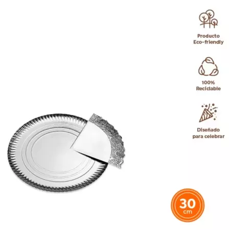Pack 6 bandejas redondas reciclables 30 cm para pasteles
