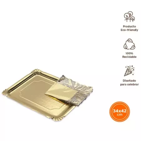 Tradineur - Pack de 6 bandejas rectangulares de cartón con blonda, fuente reciclable para pasteles con encaje de papel, decoraci Tradineur - Pack de 6 bandejas rectangulares de cartón con blonda, fuente reciclable para pasteles con encaje de papel, decoraci