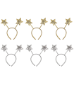 Tradineur - Pack de 6 diademas con estrellas y frase Happy New Year, accesorios, fiestas, año nuevo, disfraces, carnaval, Halloween, cosplay (Adulto, colores aleatorios)