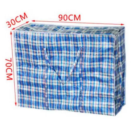 Bolsa plástica a cuadros 90x70x30 cm con cremalleras y asas Bolsa plástica a cuadros 90x70x30 cm con cremalleras y asas