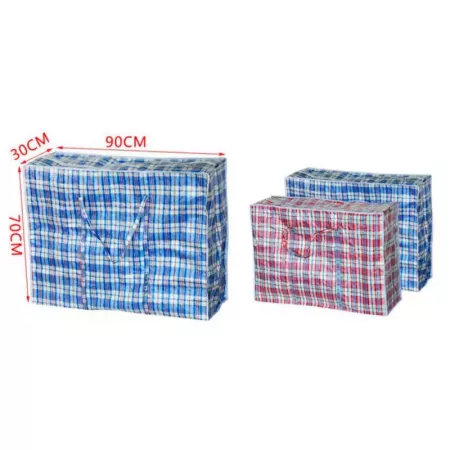 Bolsa plástica a cuadros 90x70x30 cm con cremalleras y asas Bolsa plástica a cuadros 90x70x30 cm con cremalleras y asas