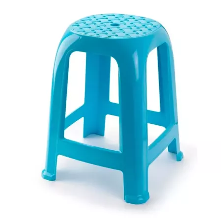 Taburete Azul Claro con Reposapiés | Ideal Cocina y Baño Taburete Azul Claro con Reposapiés | Ideal Cocina y Baño