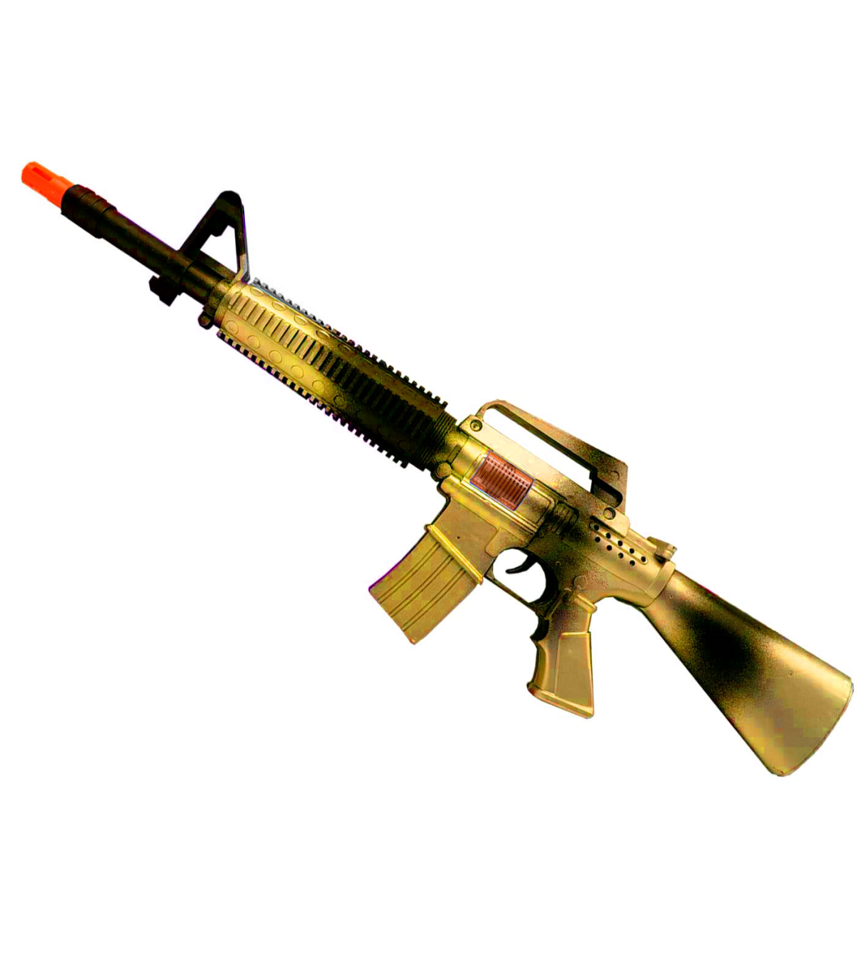 Tradineur - Metralleta, fusil de asalto de juguete con sonido por fricción,  complemento para disfraz de soldado, carnaval, niños