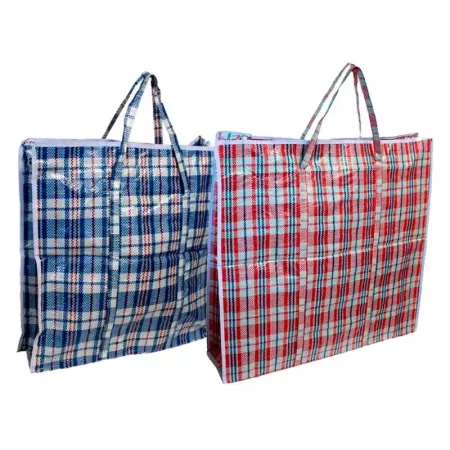 Bolsa plástica a cuadros 90x70x30 cm con cremalleras y asas Bolsa plástica a cuadros 90x70x30 cm con cremalleras y asas