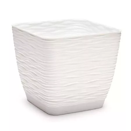 Maceta Cuadrada Wind Blanca Resistente para Exterior 17x19x19 cm Maceta Cuadrada Wind Blanca Resistente para Exterior 17x19x19 cm