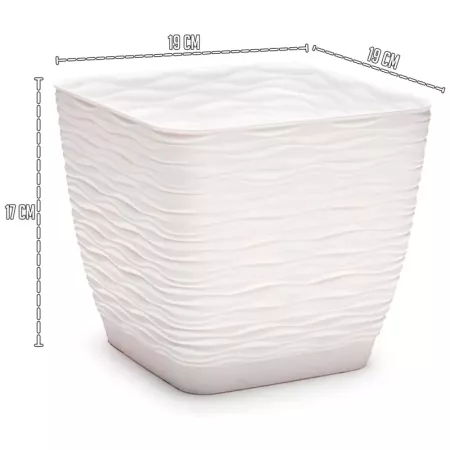 Maceta Cuadrada Wind Blanca Resistente para Exterior 17x19x19 cm Maceta Cuadrada Wind Blanca Resistente para Exterior 17x19x19 cm