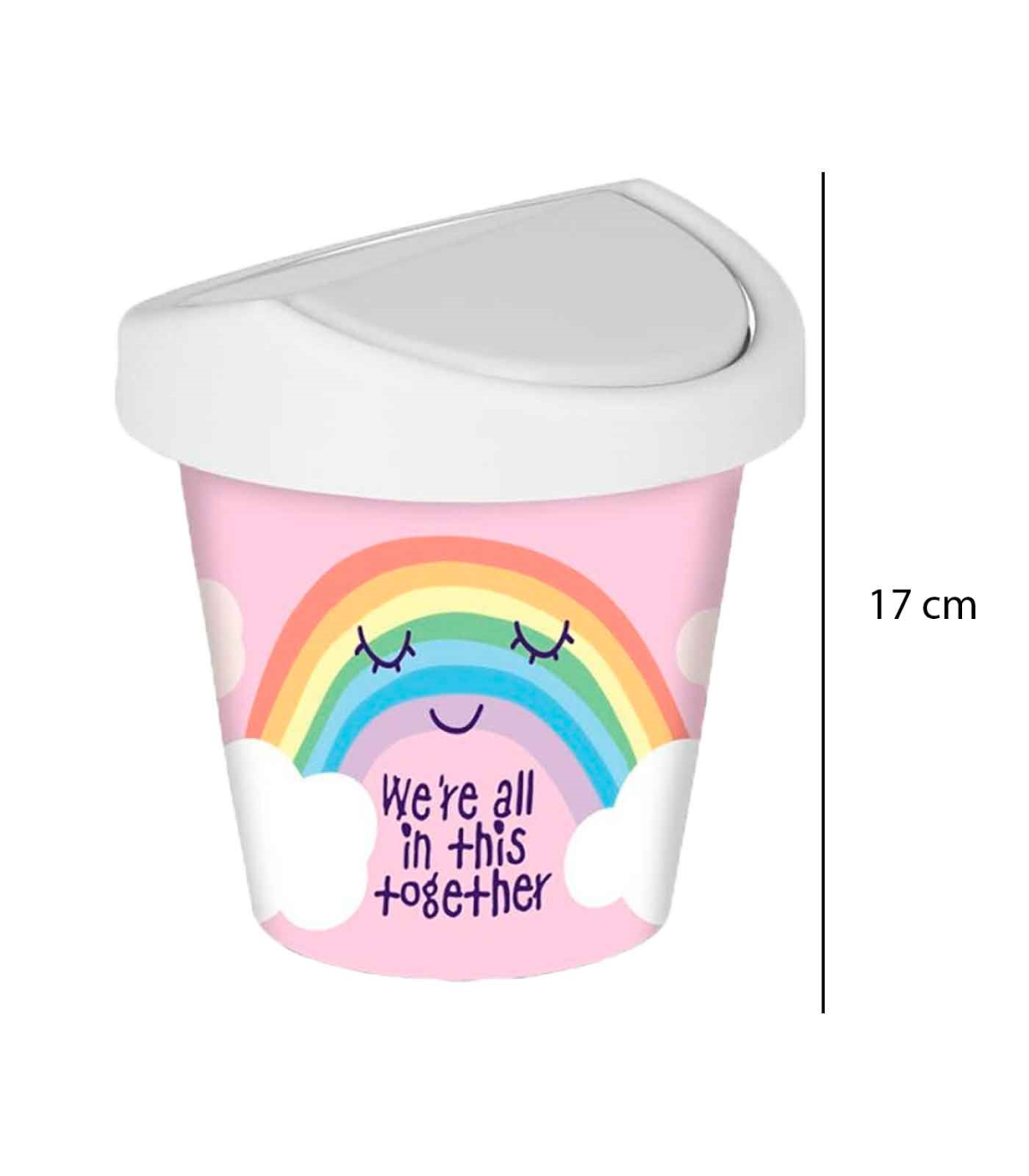  Cubo de basura pequeño con tapa, forma de arco iris, medio  círculo, colores pastel, neón, espectro colorido, cubo de basura redondo, a  prueba de perros, papelera para cocina, baño, sala de