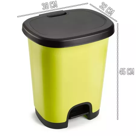 Tradineur - Cubo de basura con pedal - Fabricado en Plástico - Capacidad de 27 Litros - 45 x 38 x 32 cm - Color Amarillo y Negro