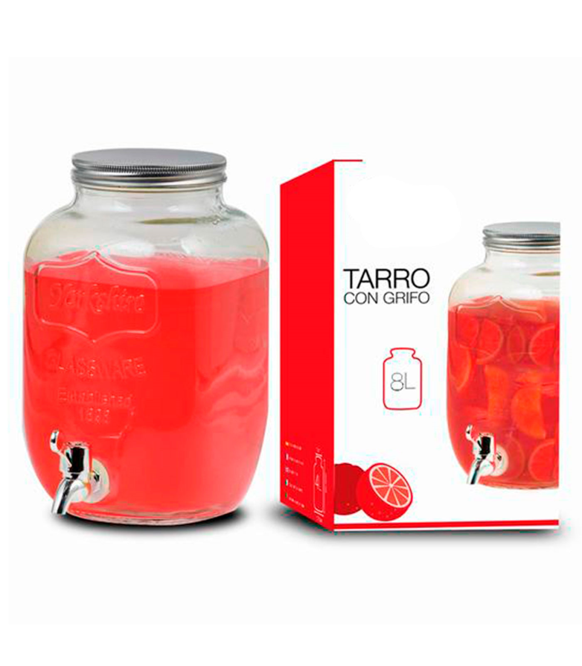 Tradineur - Jarra de cristal para agua con tapa de plástico