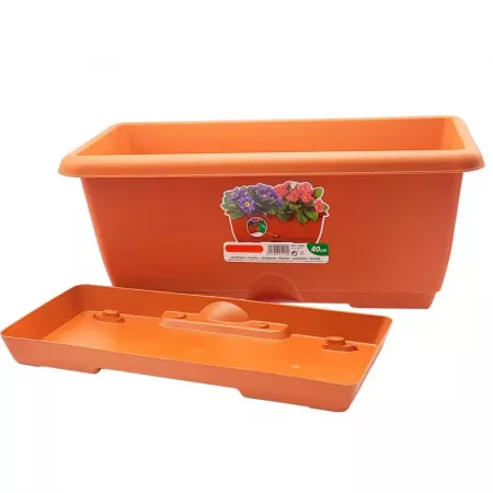 Jardinera Rectangular Marrón 8L con Drenaje y Bandeja integrada Jardinera Rectangular Marrón 8L con Drenaje y Bandeja integrada