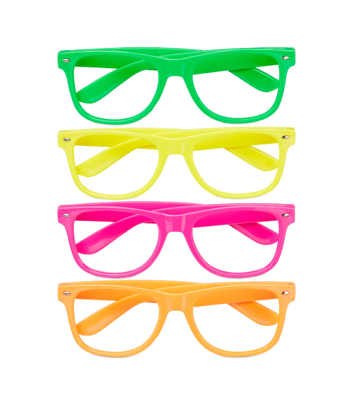 Tradineur - Pack de 4 Gafas de fiesta sin lentes - Fabricado en