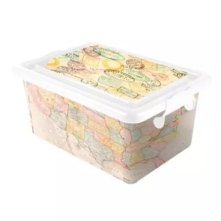 Tradineur - Caja de almacenamiento - Diseño de Mapa Mundi - Capacidad de 3,7 Litros - Fabricado en España - Contenedor para alma