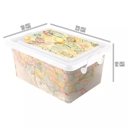 Tradineur - Caja de almacenamiento - Diseño de Mapa Mundi - Capacidad de 3,7 Litros - Fabricado en España - Contenedor para alma