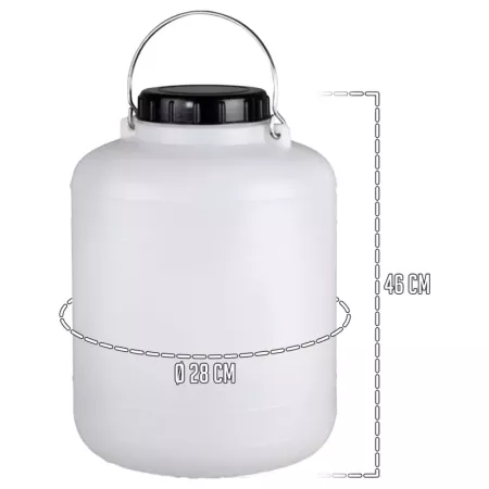 Tradineur - Bidón / Barril cilíndrico de 20 Litros con asa metalica para el almacenamiento de alimentos - Incluye tapa y obturad