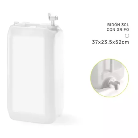 Tradineur - Bidón / Barril con Grifo dispensador de líquido - Capacidad de 30 Litros - Fabricado en PVC - Apto para uso Alimenta