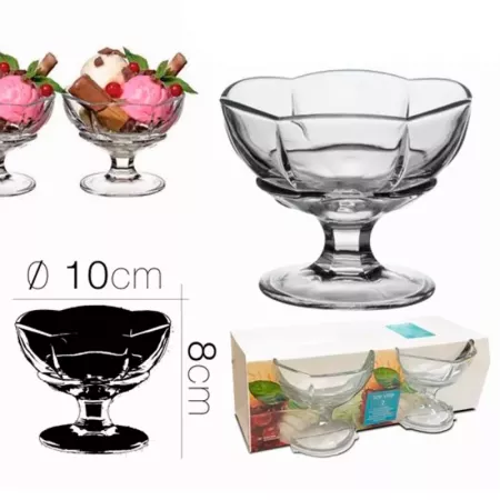 Tradineur - Pack de 2 copas de helado, modelo Ice Ville, vidrio soda lime,  diseño sofisticado y elegante, postres, cócteles, ap