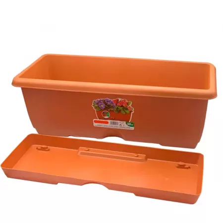 Jardinera Rectangular Marrón 10L con Drenaje y Bandeja Jardinera Rectangular Marrón 10L con Drenaje y Bandeja