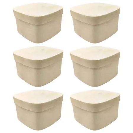 Tradineur - Pack de 6 cajas de madera con tapa - Ideal para Almacenamiento de Joyas y decoración - 4 x 7 x7 cm 