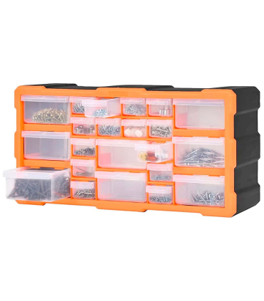 Tradineur - Caja organizadora de herramientas, multiclasificador con 39  cajones dobles transparentes, plástico, modulo, estante